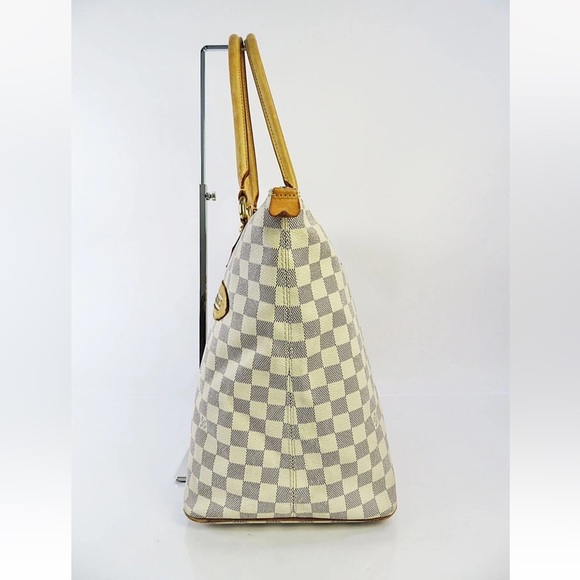 Louis Vuitton White and Tan Checkered Tote - Picture 3 of 16